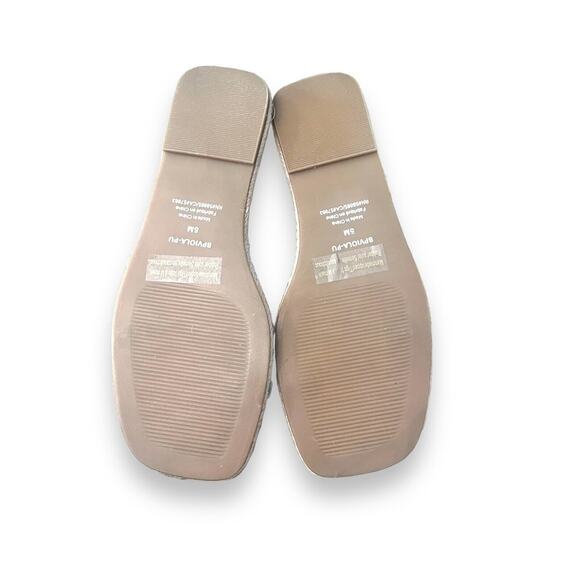 BP Womens Shoes Sandals Slide Viola Flat Clear Strap Square Toe Casual Nude 5M - Picture 4 of 6